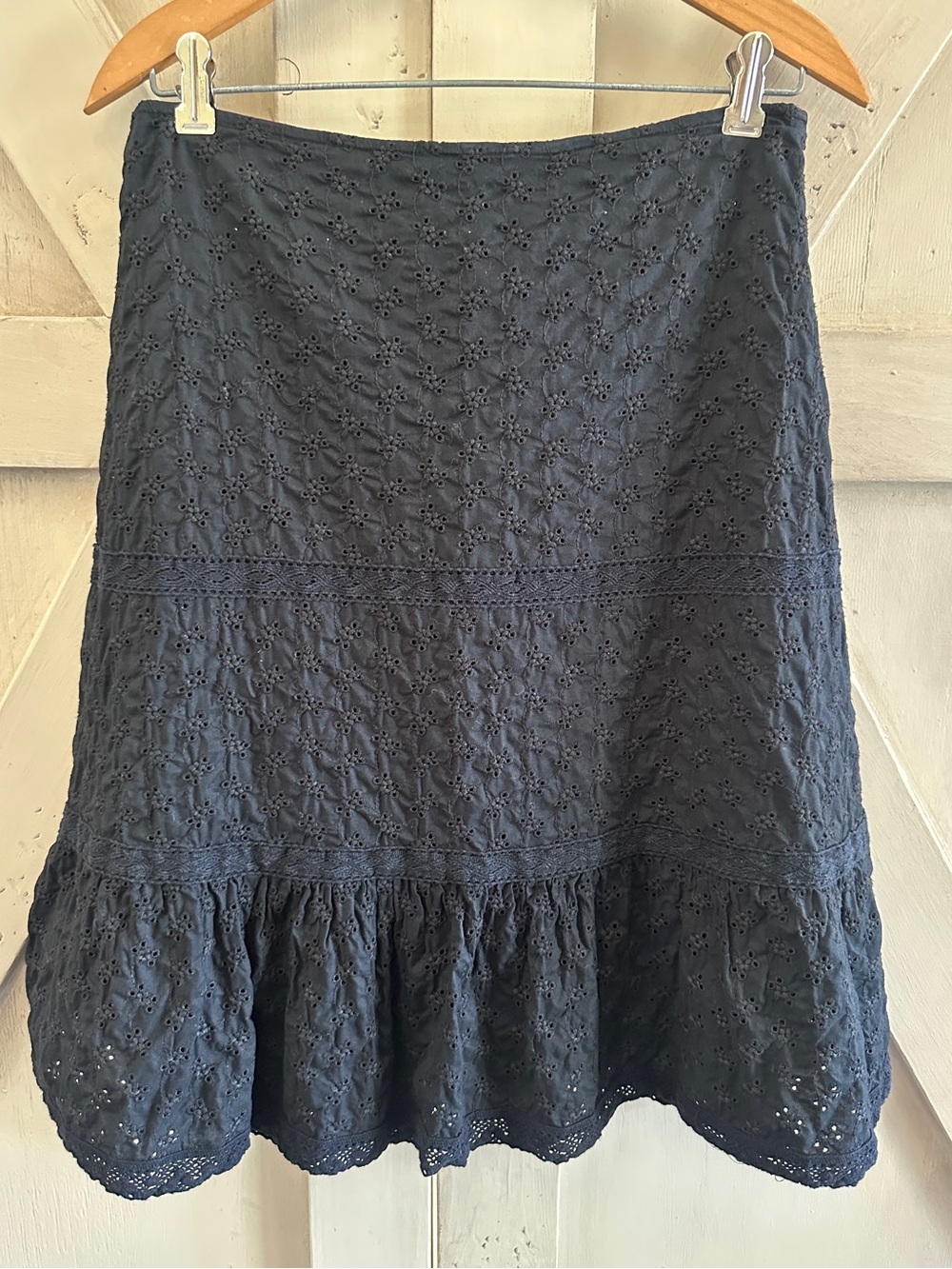 Lauren Ralph Lauren Black Eyelet A-Line Skirt | Size 8